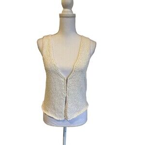 NWT Isalis Women's M Joel Knit Vest in White $74 MSRP New Crochet
